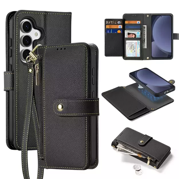 Dux Ducis Lawa Leather Case for Samsung Galaxy S25+ with Detachable Magnetic Wallet - Black 14