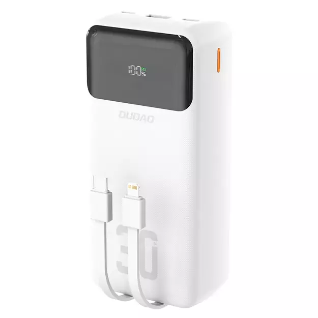 Dudao K15MAX 30000mAh PD 22.5W Powerbank with Built-in Cables - White