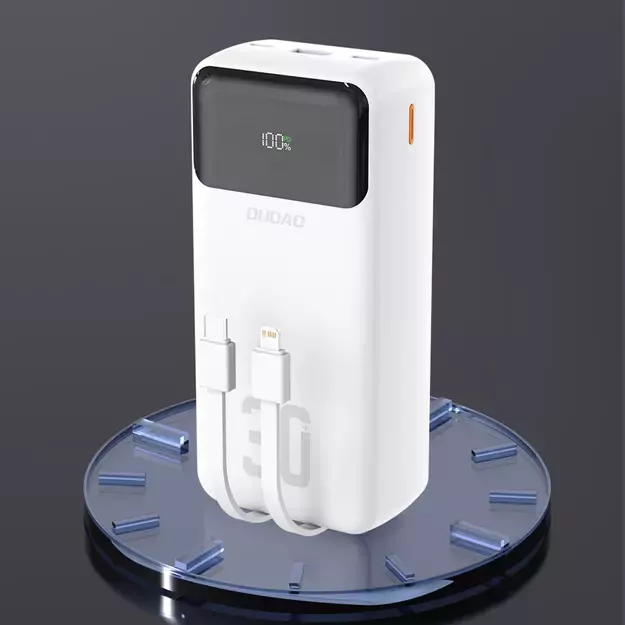 Dudao K15MAX 30000mAh PD 22.5W Powerbank with Built-in Cables - White 2