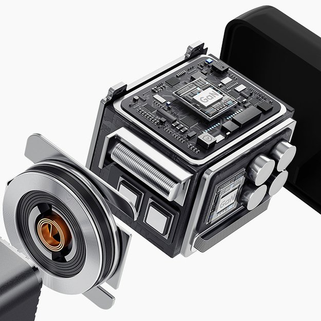 Dudao A67EU GaN 67W Wall Charger with Built-in Retractable USB-C Power Delivery Quick Charge Cable - Black 7