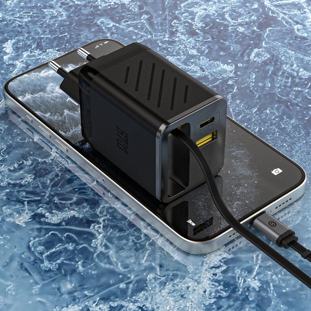 Dudao A67EU GaN 67W Wall Charger with Built-in Retractable USB-C Power Delivery Quick Charge Cable - Black 6