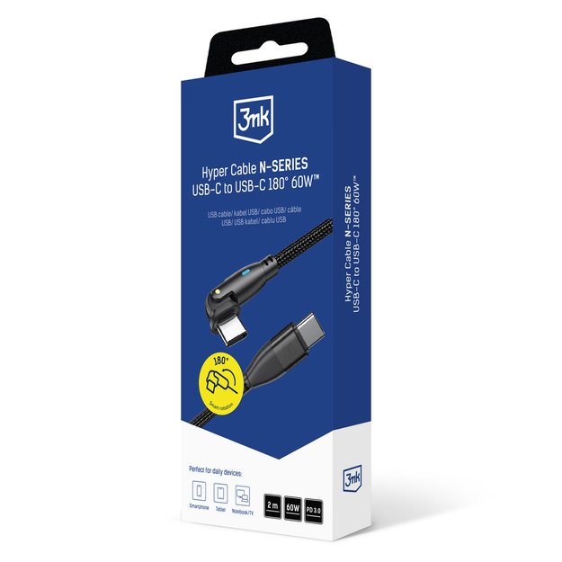 3mk Hyper Cable 3mk Hyper Cable N-SERIES USB-C / USB-C 2m 20V/3A 60W / black 12