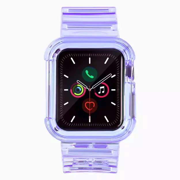 Silicone Band Strap Bracelet Case Strap Light Set for Apple Watch 40mm - Purple 1