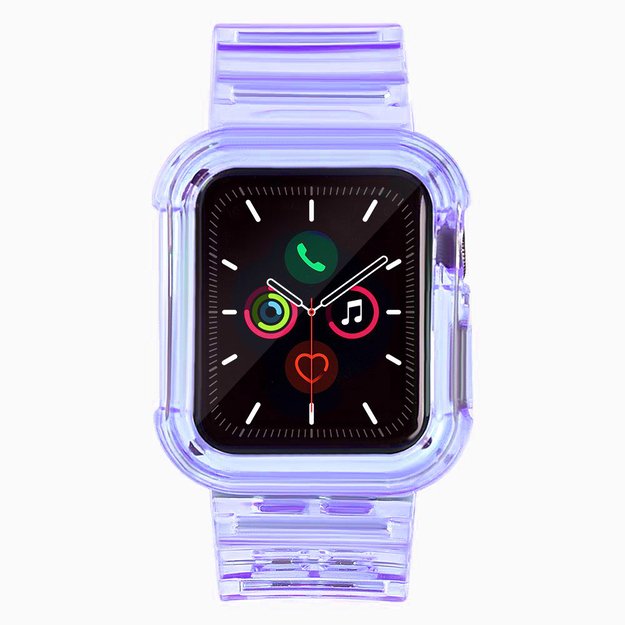 Silicone Band Strap Bracelet Case Strap Light Set for Apple Watch 40mm - Purple 12