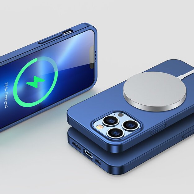 Joyroom 360 Full Case front and back cover for iPhone 13 Pro + tempered glass screen protector blue (JR-BP935 blue) 10
