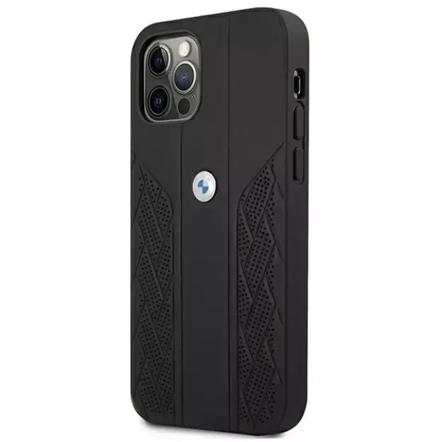 Etui BMW BMHCP12LRSPPK iPhone 12 Pro Max 6,7  czarny/black hardcase Leather Curve Perforate 8