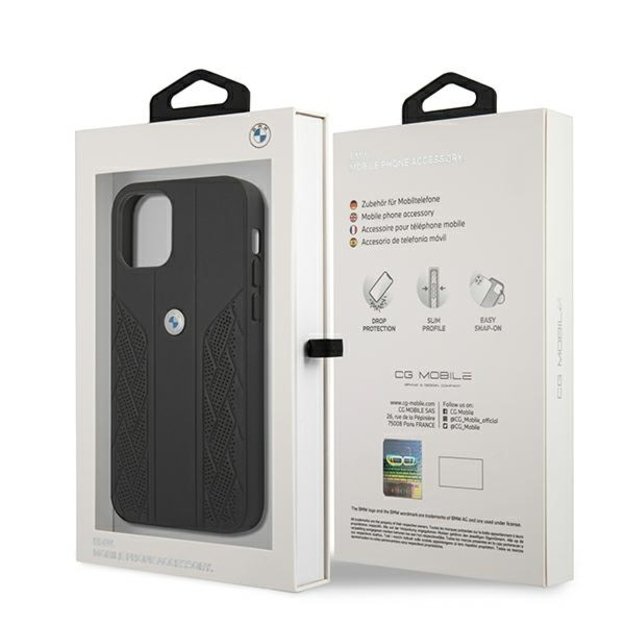 Etui BMW BMHCP12LRSPPK iPhone 12 Pro Max 6,7  czarny/black hardcase Leather Curve Perforate 7