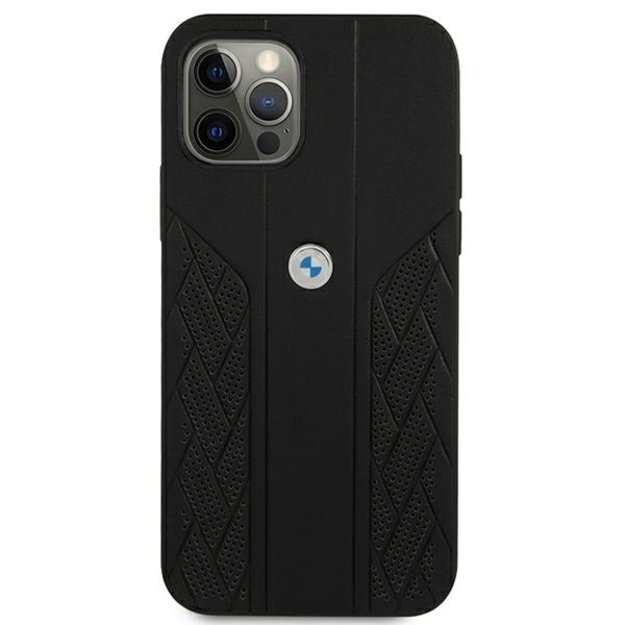 Etui BMW BMHCP12LRSPPK iPhone 12 Pro Max 6,7  czarny/black hardcase Leather Curve Perforate 2