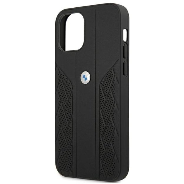 Etui BMW BMHCP12LRSPPK iPhone 12 Pro Max 6,7  czarny/black hardcase Leather Curve Perforate 5