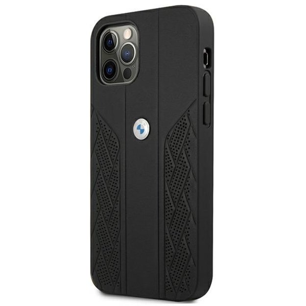 Etui BMW BMHCP12LRSPPK iPhone 12 Pro Max 6,7  czarny/black hardcase Leather Curve Perforate 1