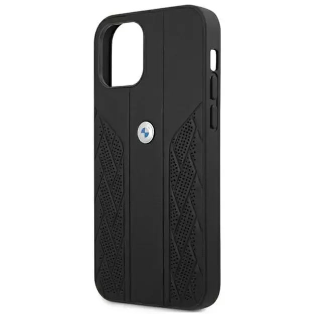 Etui BMW BMHCP12LRSPPK iPhone 12 Pro Max 6,7  czarny/black hardcase Leather Curve Perforate 12