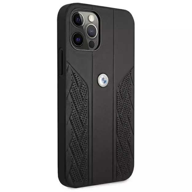 Etui BMW BMHCP12LRSPPK iPhone 12 Pro Max 6,7  czarny/black hardcase Leather Curve Perforate 10