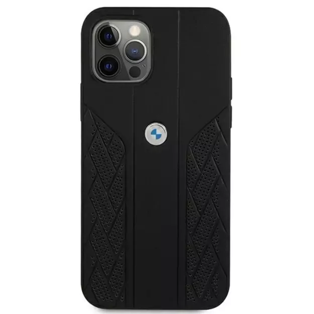 Etui BMW BMHCP12LRSPPK iPhone 12 Pro Max 6,7  czarny/black hardcase Leather Curve Perforate 9