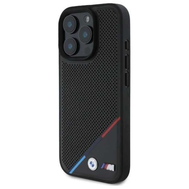 BMW M Perforated Tricolor Line MagSafe Case for iPhone 16 Pro Max - Black 1
