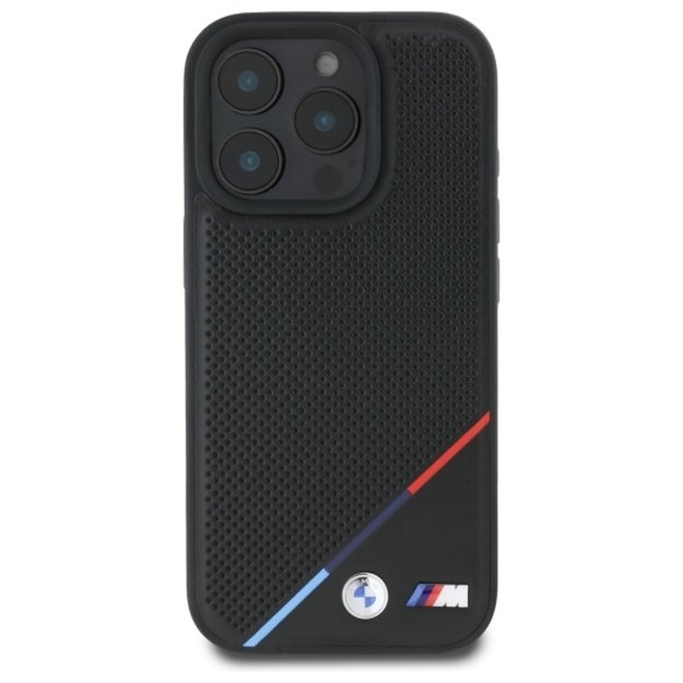 BMW M Perforated Tricolor Line MagSafe Case for iPhone 16 Pro Max - Black 2