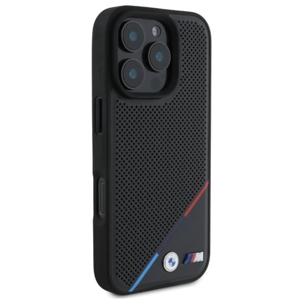 BMW M Perforated Tricolor Line MagSafe Case for iPhone 16 Pro Max - Black 3