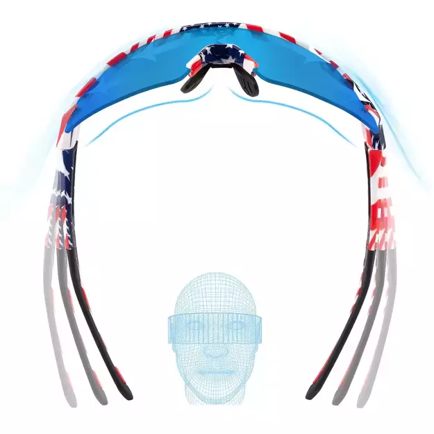 Rockbros Polarized Cycling Glasses with UV Protection and Corrective Insert Blue Lenses - USA Pattern - White 7