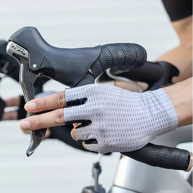 Rockbros Breathable Short Finger Cycling Gloves Size: M - Grey 7