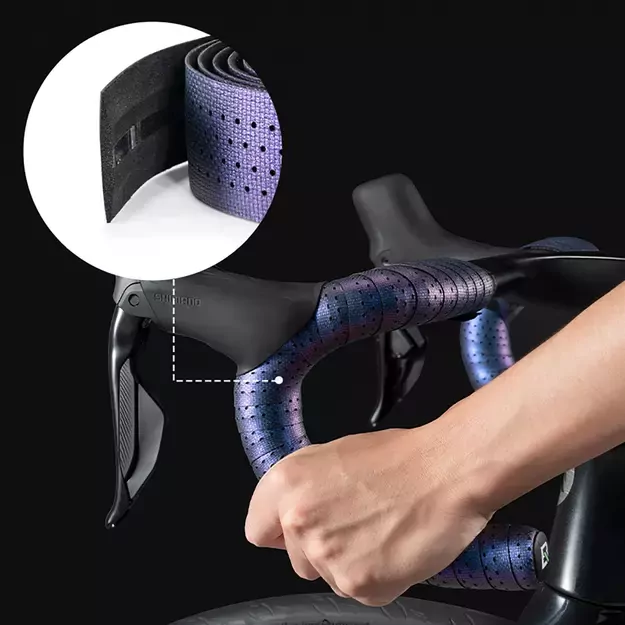 Rockbros Handlebar Tape Perforated Silicone with Chameleon Effect - Purple 5
