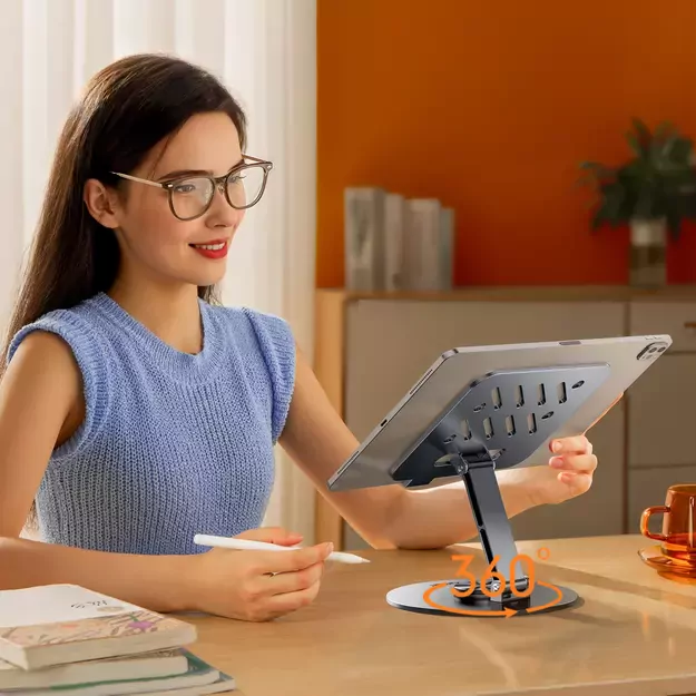 Wozinsky WRS-DSY84SS 360° Rotating Aluminum Tablet Stand - Gray 2
