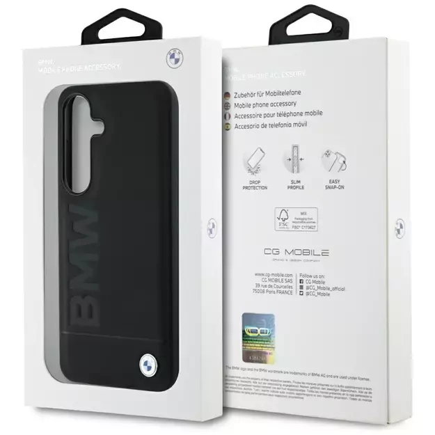 BMW Leather Big Wordmark Case for Samsung Galaxy S25+ - Black 7
