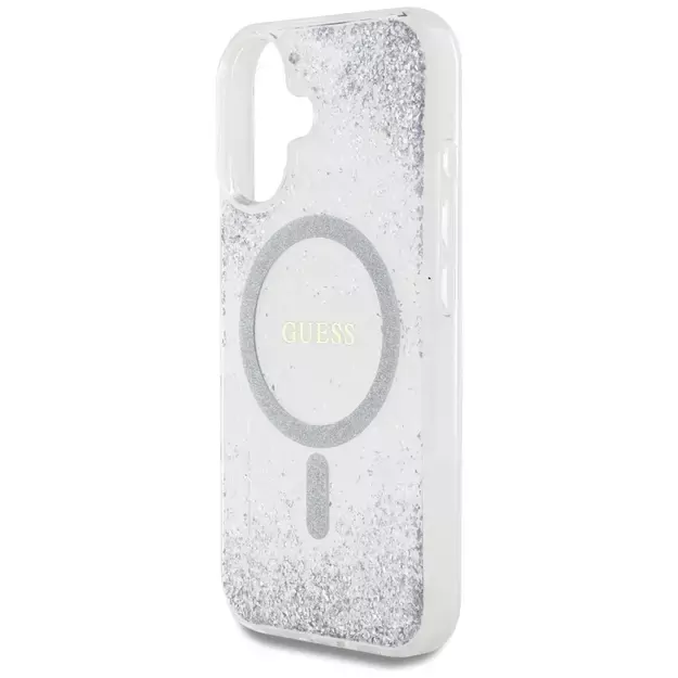 Guess HC Resin Bottom Glitter MagSafe case for iPhone 16 - silver 5