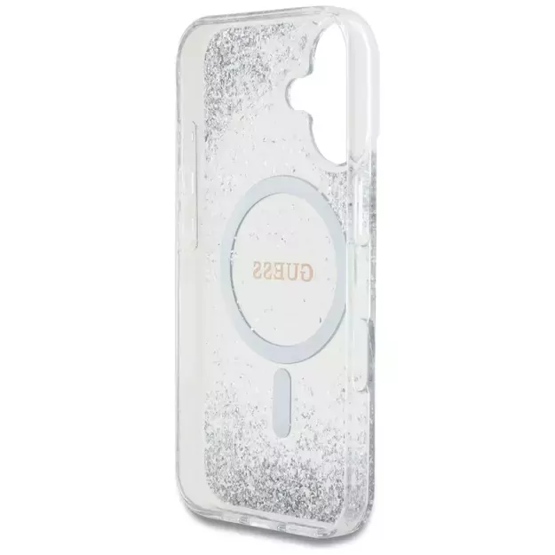 Guess HC Resin Bottom Glitter MagSafe case for iPhone 16 - silver 7