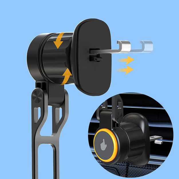 Wozinsky WCT5-6S2Y Car Holder with Qi/MagSafe 15W Wireless Charger and Air Vent Fan - Black 6