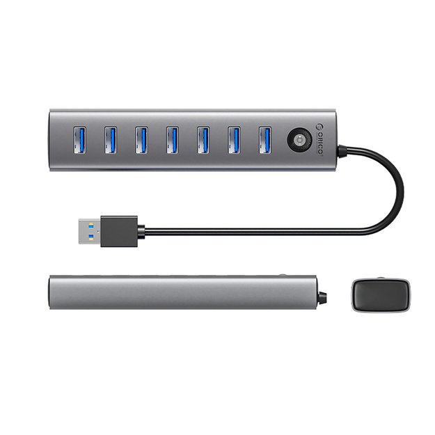 Orico CL7U-U3 hub 7x USB-A 3.0 + USB-C 5V/3A 1m - gray 1