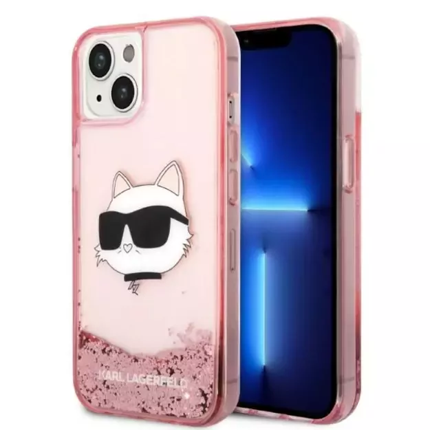 Karl Lagerfeld Glitter Choupette Head case for iPhone 14 Plus - pink