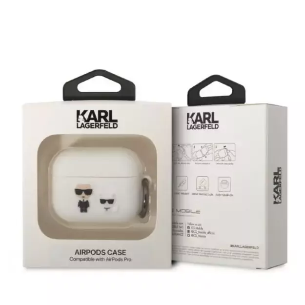 Karl Lagerfeld KLACAPSILKCW AirPods Pro cover white/white Silicone Karl &amp  Choupette 2