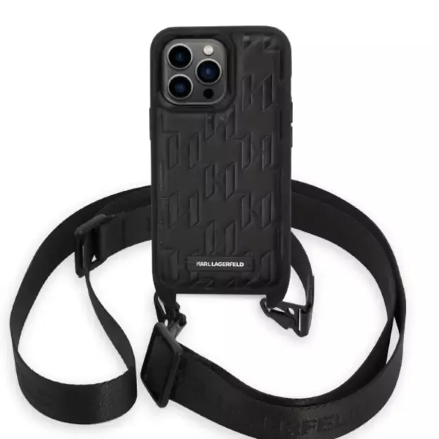 Karl Lagerfeld KLHCP14LSTMMK iPhone 14 Pro 6.1&quot  hardcase black/black Monogram Plaque Logo Strap 1