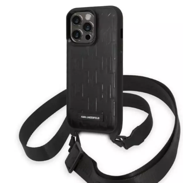 Karl Lagerfeld KLHCP14LSTMMK iPhone 14 Pro 6.1&quot  hardcase black/black Monogram Plaque Logo Strap