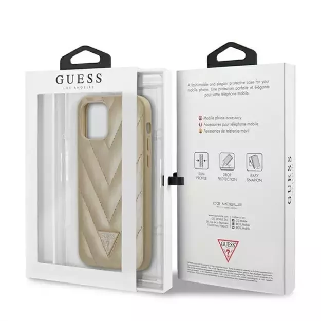 Guess GUHCP12SPUVQTMLBE iPhone 12 mini 5.4&quot  gold/gold hardcase V-Quilted Collection 12