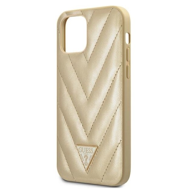 Guess GUHCP12SPUVQTMLBE iPhone 12 mini 5.4&quot  gold/gold hardcase V-Quilted Collection 4