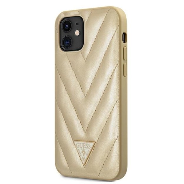 Guess GUHCP12SPUVQTMLBE iPhone 12 mini 5.4&quot  gold/gold hardcase V-Quilted Collection 1