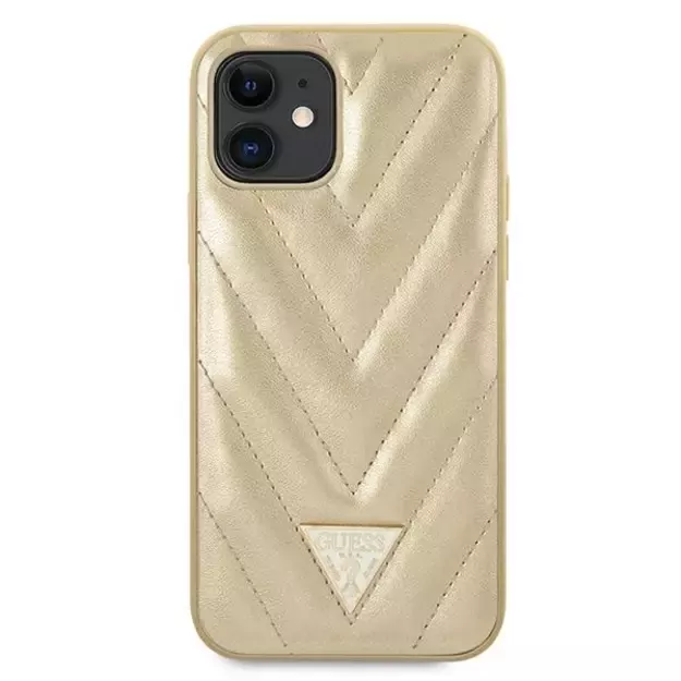 Guess GUHCP12SPUVQTMLBE iPhone 12 mini 5.4&quot  gold/gold hardcase V-Quilted Collection 8