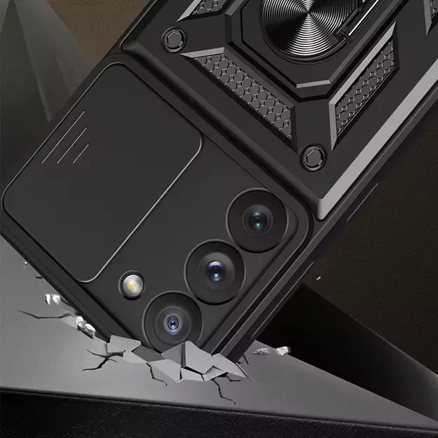 Hybrid Armor Camshield case for Samsung Galaxy S23 armored case with camera cover black 9