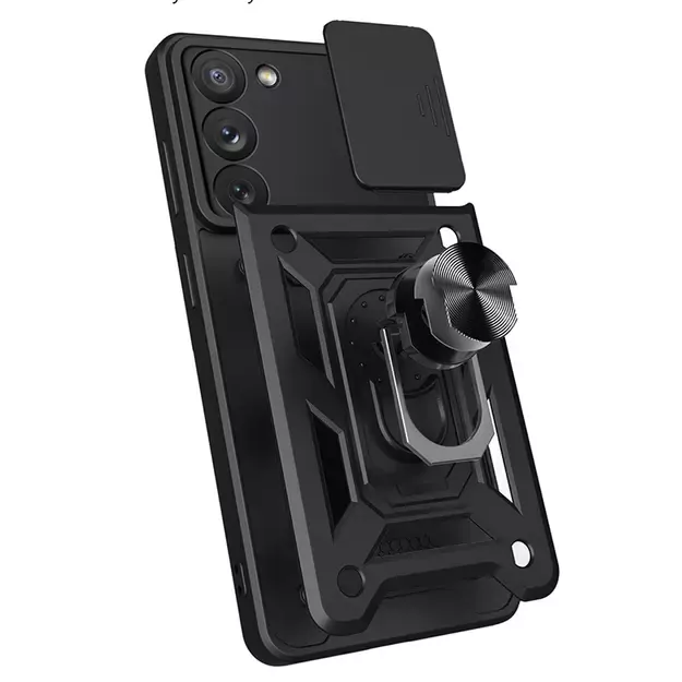 Hybrid Armor Camshield case for Samsung Galaxy S23 armored case with camera cover black 15