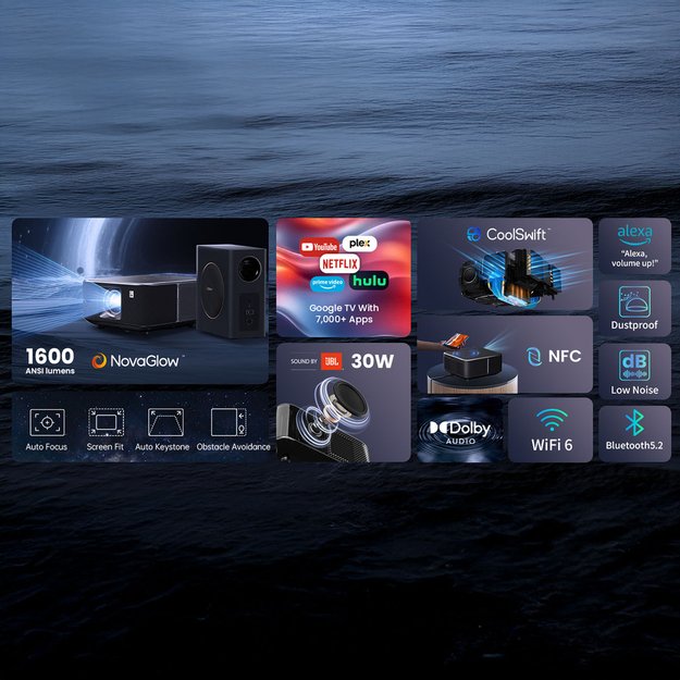 Yaber K3 Pro LCD FullHD 1080p Multimedia Projector with JBL Speakers and Subwoofer - Black 16