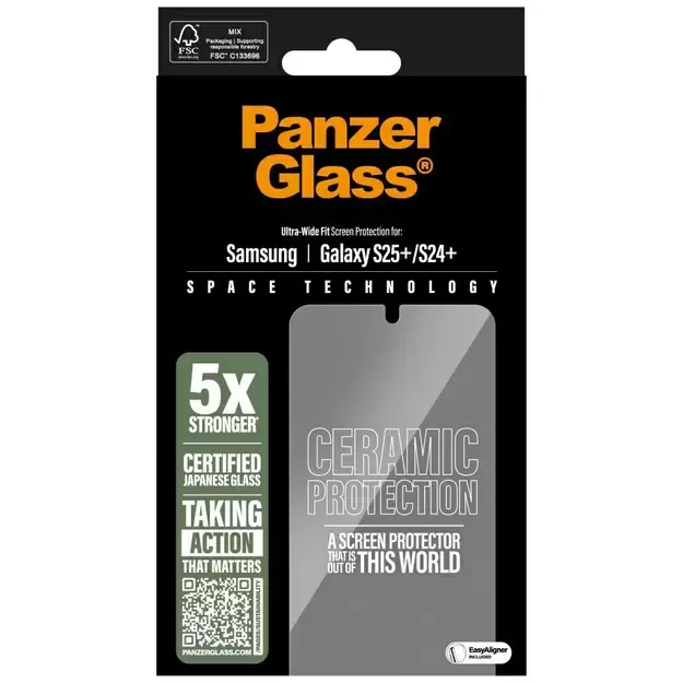 PanzerGlass Ultra-Wide Fit Ceramic Glass for Samsung Galaxy S25+ - Clear 3