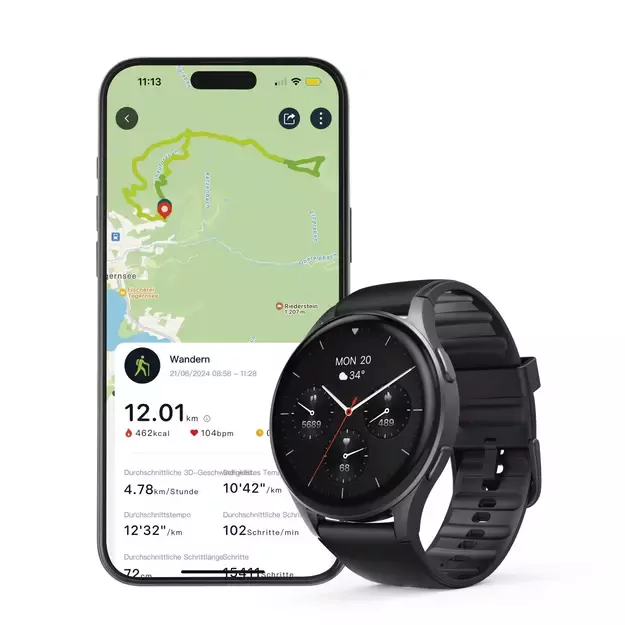 Hama 8900 GPS AMOLED Smartwatch 1.43  with Silicone Strap - Black 12