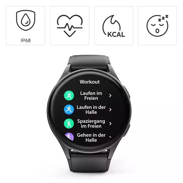 Hama 8900 GPS AMOLED Smartwatch 1.43  with Silicone Strap - Black 2