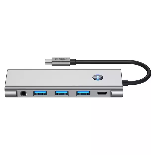 Tech-Protect HB04 HUB Adapter 9in1 USB-C + USB2.0 + USB3.0 + HDMI 4K 60Hz + SD / TF + PD100W + AV3.5 - gray 3