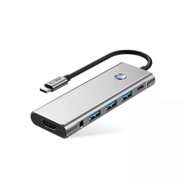 Tech-Protect HB04 HUB Adapter 9in1 USB-C + USB2.0 + USB3.0 + HDMI 4K 60Hz + SD / TF + PD100W + AV3.5 - gray 1