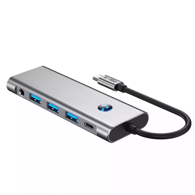 Tech-Protect HB04 HUB Adapter 9in1 USB-C + USB2.0 + USB3.0 + HDMI 4K 60Hz + SD / TF + PD100W + AV3.5 - gray 2