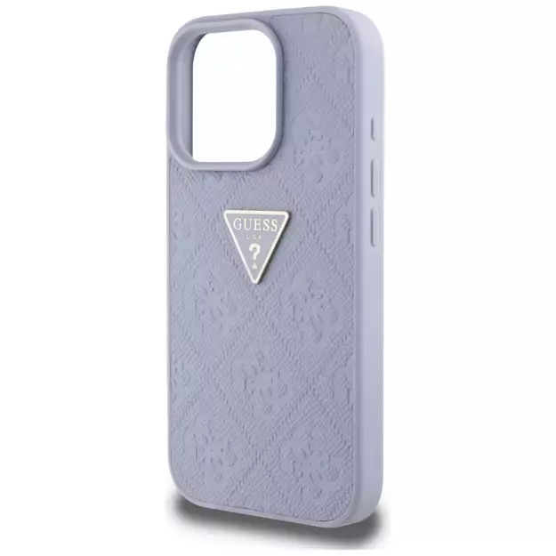 Guess Hot Stamp 4G Pattern Triangle Metal Logo iPhone 16 Pro Max Case - Purple 12