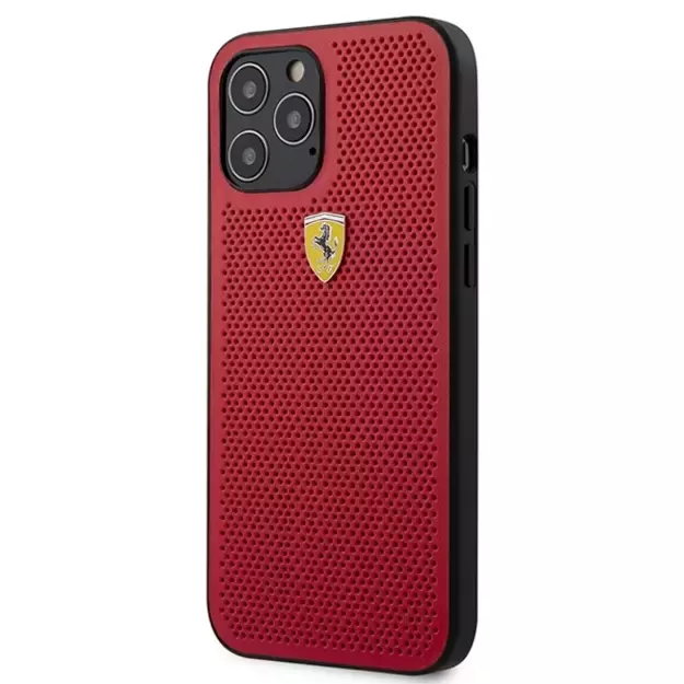 Ferrari On Track Perforated Case for iPhone 12 Pro Max 6.7&quot  - Red