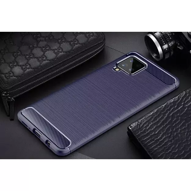 Carbon Case Flexible Cover TPU Case for Samsung Galaxy A42 5G black 5