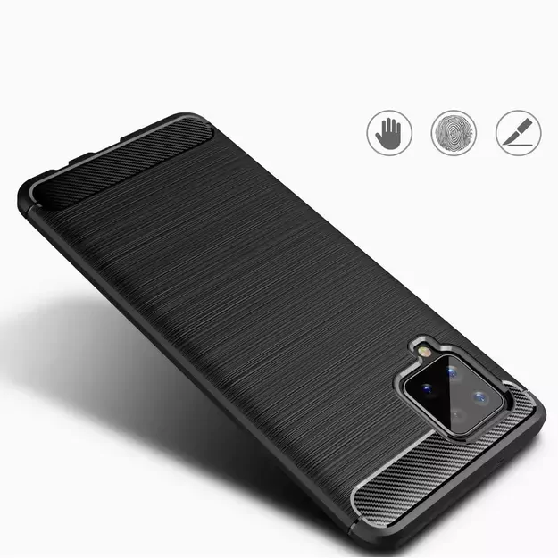 Carbon Case Flexible Cover TPU Case for Samsung Galaxy A42 5G black 3